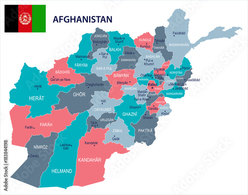 Afghanistan - map and flag - Detailed Vector Illustration