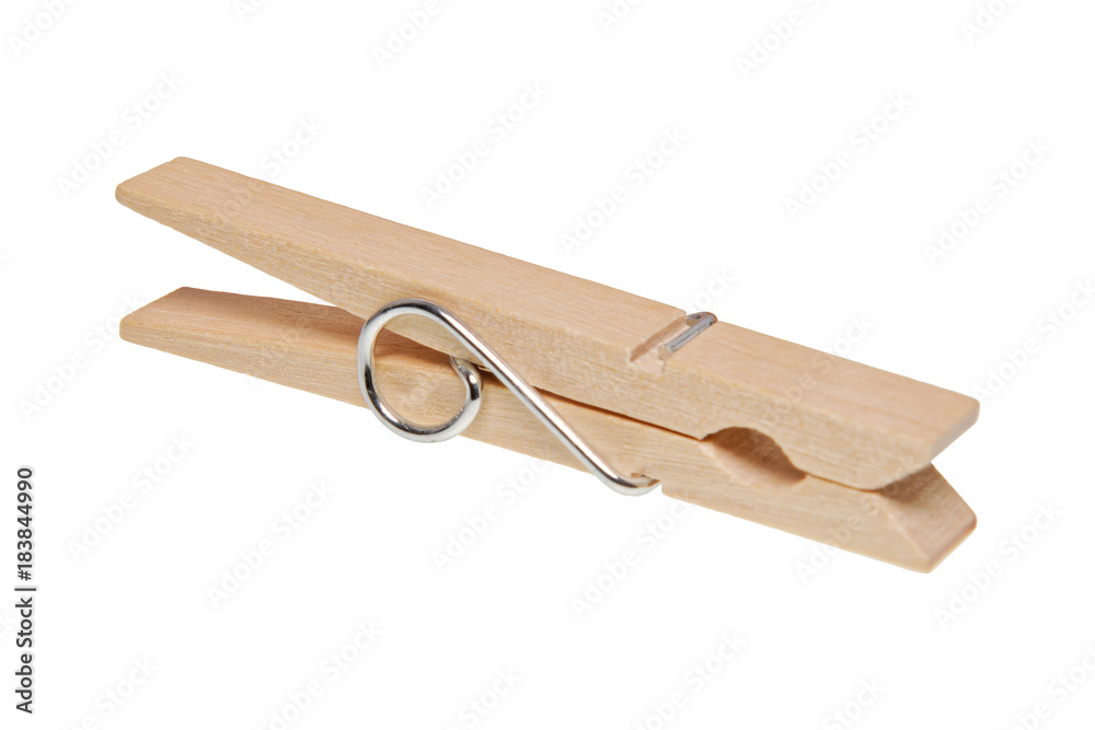 Wooden clothes peg on a white background Wooden clothes peg on a white background
