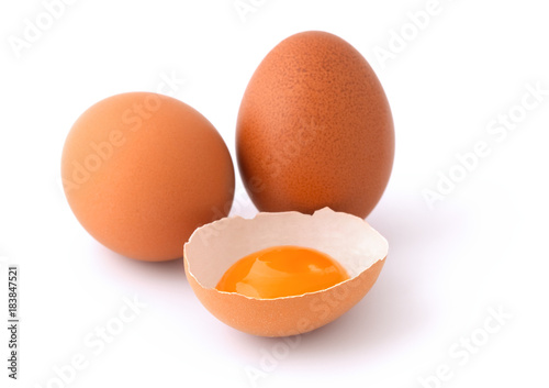 Fresh eggs isolated on white background