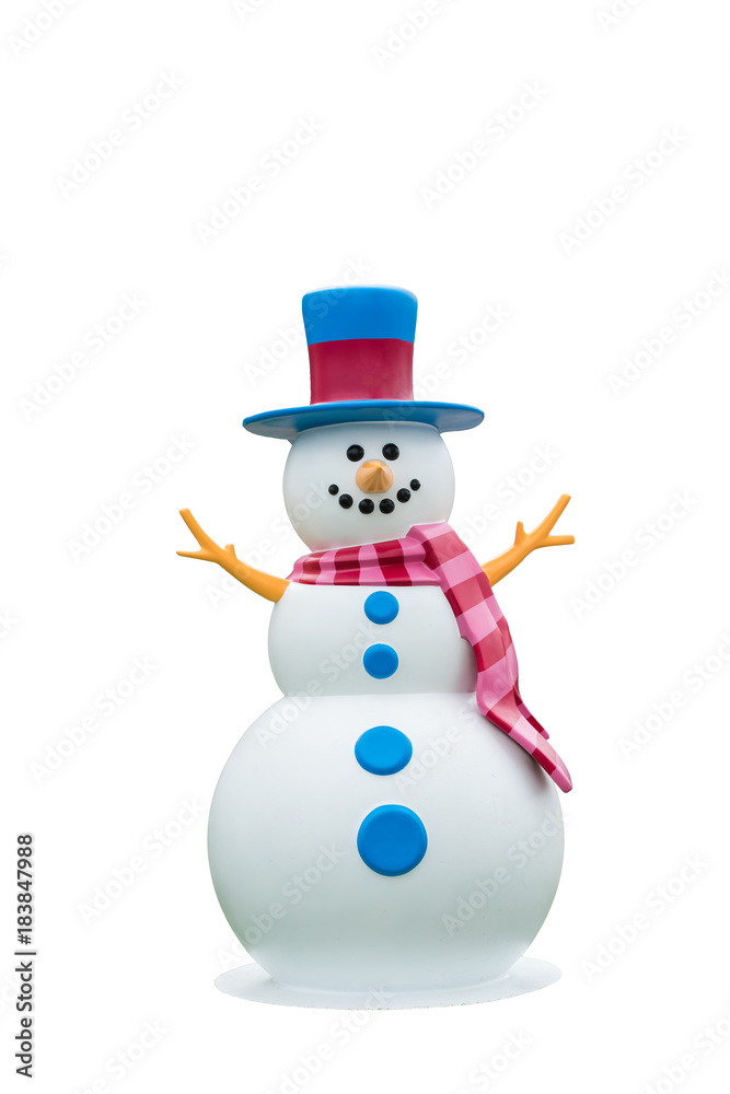 Happy snowman on white background