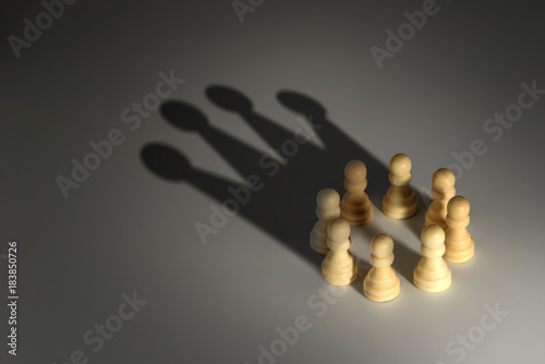 chess pawn circle with shadow shaped as a crown photo