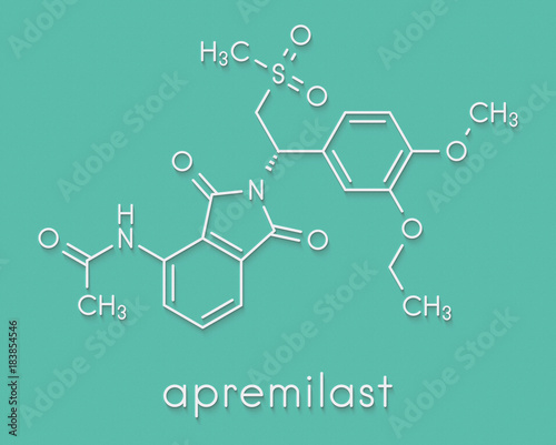 Apremilast investigational psoriasis drug molecule. Skeletal formula. photo