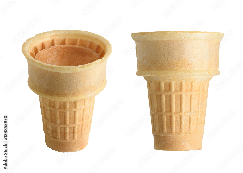 Collection of empty ice cream cone isolated on white background Stock ...