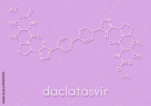 Daclatasvir experimental (2013) hepatitis C virus drug molecule. Skeletal formula. photo