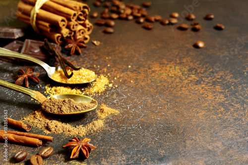 Fototapeta Naklejka Na Ścianę i Meble -  Food background with oriental spices.