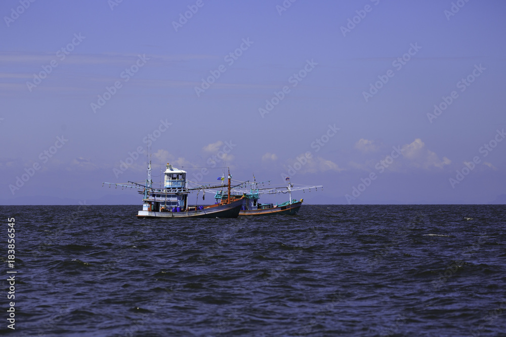 the fishing boat in the sea, Thailand