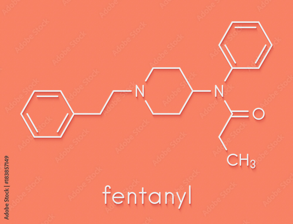 Fentanyl (fentanil) opioid analgesic drug molecule. Skeletal formula. Stock  Vector