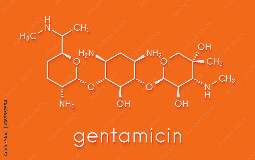 Gentamicin Antibiotic Drug Aminoglycoside Class Molecule Skeletal Formula Stock Illustration