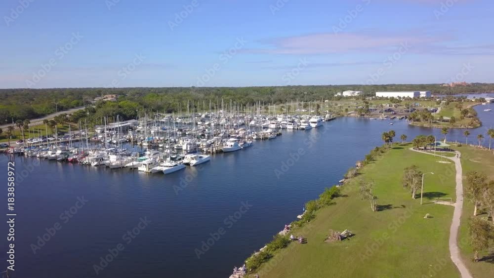 Aerial video Florida marina with boats Aerial video Florida marina with boats