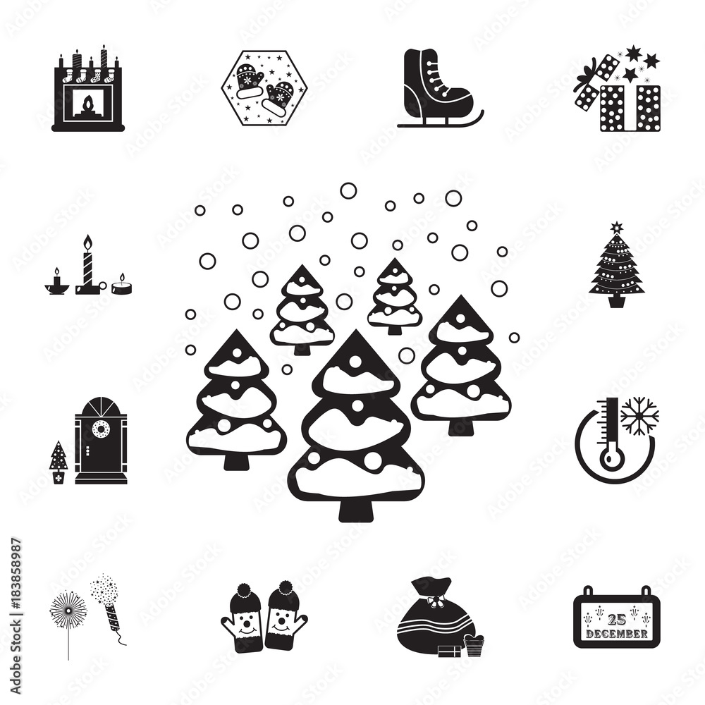 Fototapeta premium Winter forest icon. Set of elements Christmas Holiday or New Year icons. Winter time premium quality graphic design collection icons for websites, web design