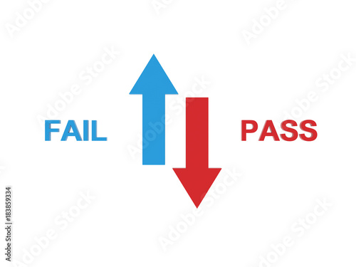 Pass vs Fail Concept- 3D Rendered Image