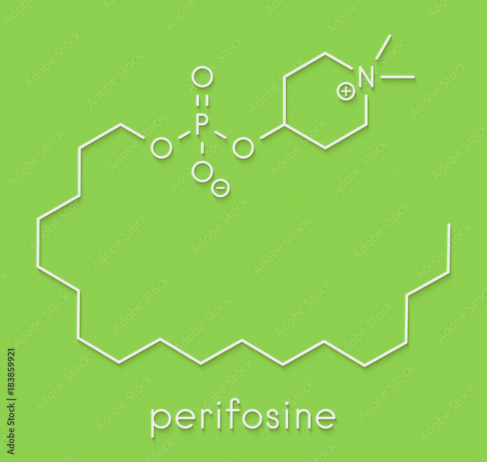 Fototapeta premium Perifosine investigational cancer drug molecule. Skeletal formula.