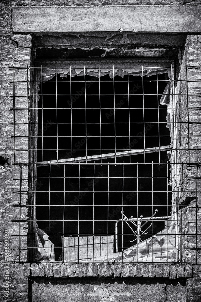 Naklejka premium damaged old door
