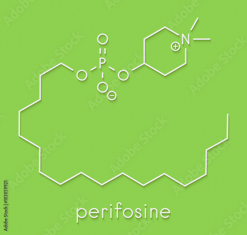 Perifosine investigational cancer drug molecule. Skeletal formula. photo