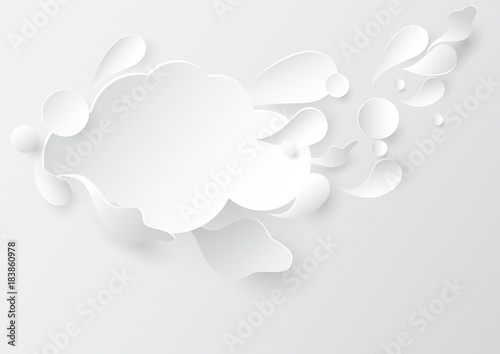 Abstract clouds paper art style on grey bachground.Vector illustration.