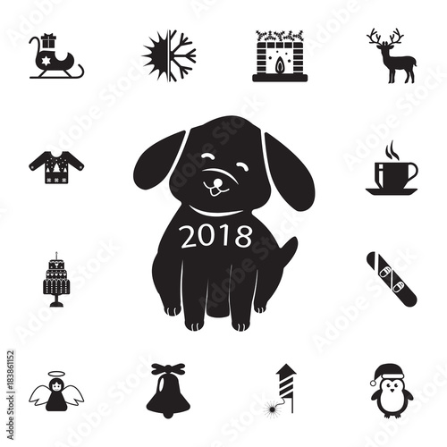 new year 2018 dog Chinese calendar icon. Set of elements Christmas Holiday or New Year icons. Winter time premium quality graphic design collection icons for websites, web design photo