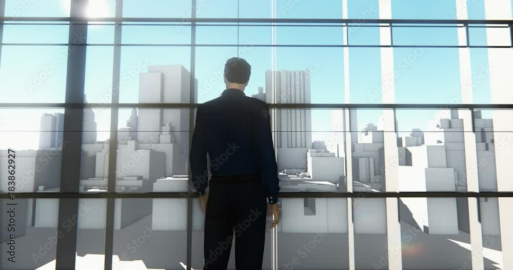 4k a businessman standing on the front of windows & outlook business building. 4k a businessman standing on the front of windows & outlook business building.