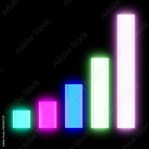 Glowing exponential graph on black backdrop