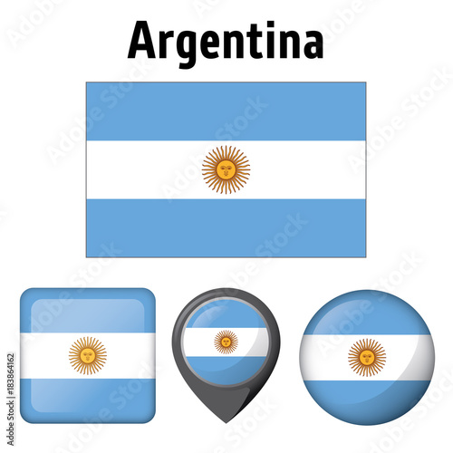 Illustration flag of Argentina, and several icons. Ideal for catalogs of institutional materials and geography