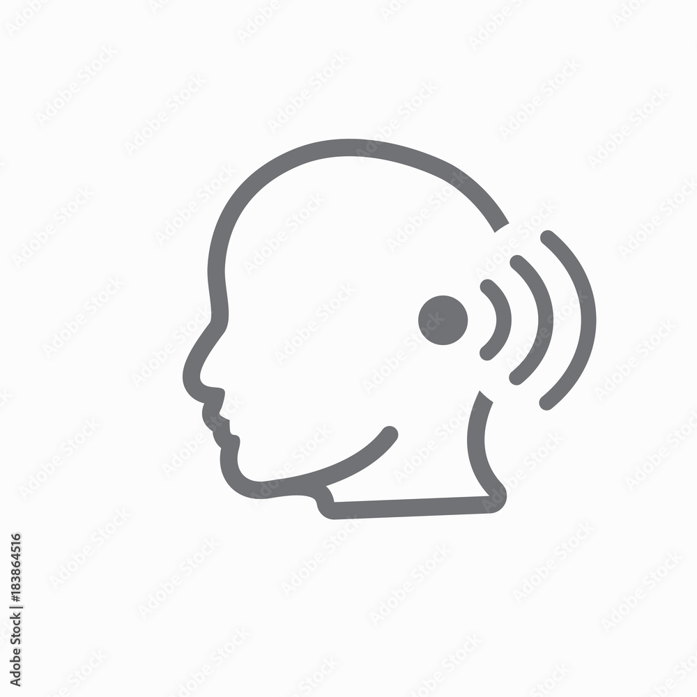 Ear and ear canal outline icon image for hearing / listening loss Ear and ear canal outline icon image for hearing / listening loss