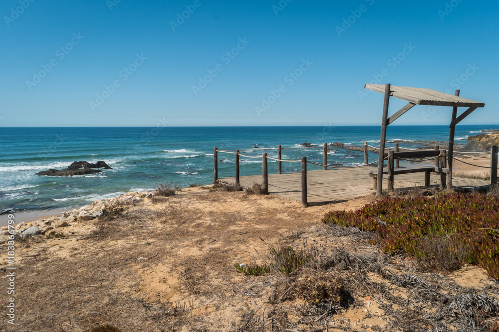 Beach with rocks in Almograve in Alentejo, Portugal Beach with rocks in Almograve in Alentejo, Portugal