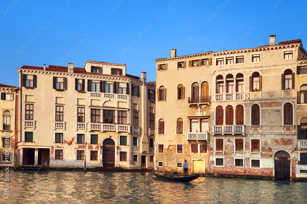 Old houses by Grand Canal in Venice, Italy