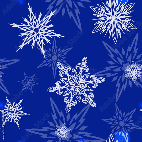 Snowflakes vector icons frozen frost star Christmas decoration snow winter flakes elemets Xmas holiday design illustartion seamless patetrn