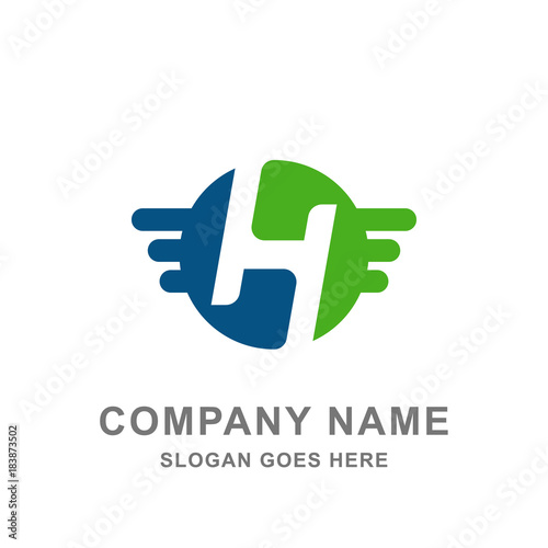 Letter H Round Fast Delivery Medical Healthcare Logo Vector