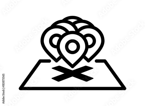 Cluster Of Location Pins. Simple Vector Illustration Of A Group Of Straight Location Pins  Heap Together Marking A Destination On Map.