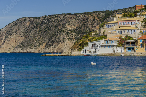 fishing boat in the Bay of Assos over the Ionian Sea Kefalonia © MAEKFOTO