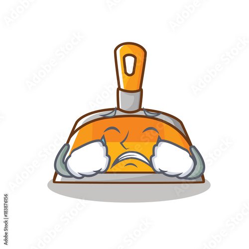 Crying dustpan character cartoon style