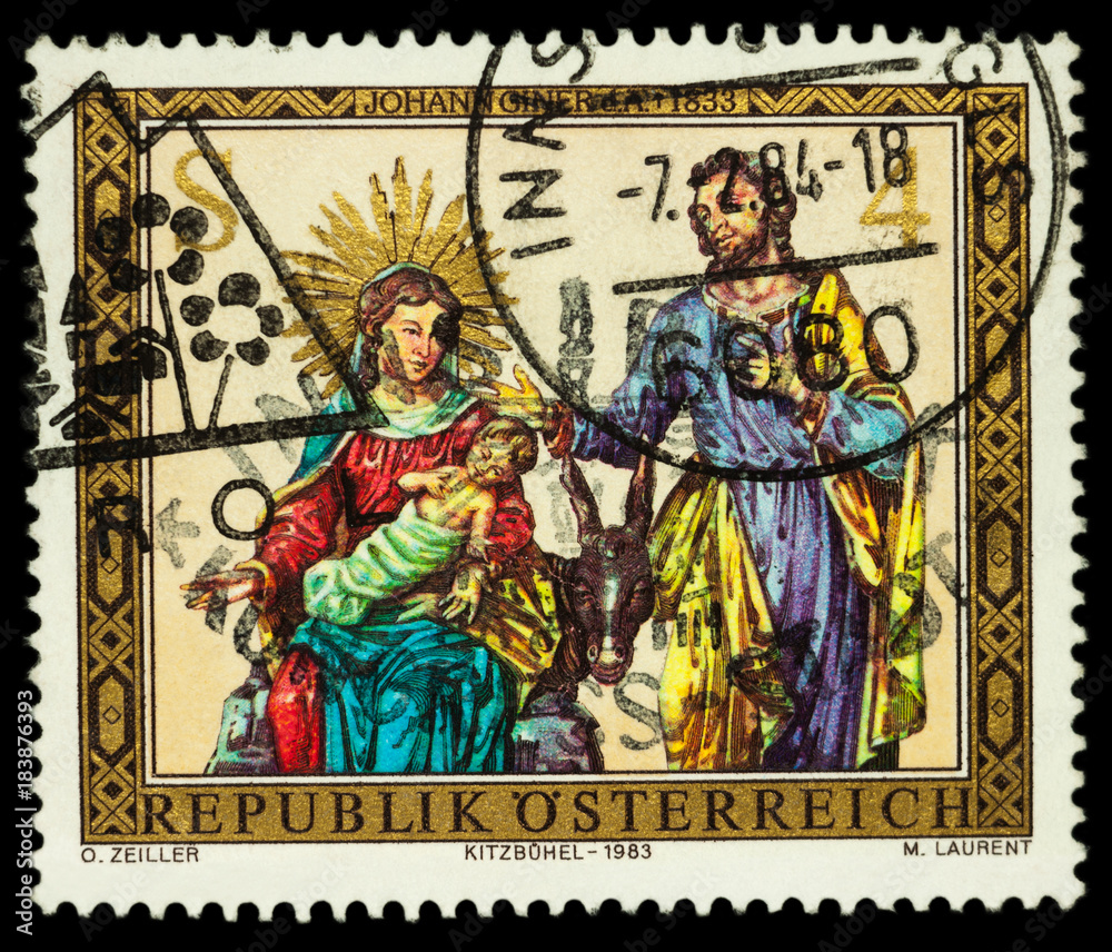 Holy Family on postage stamp