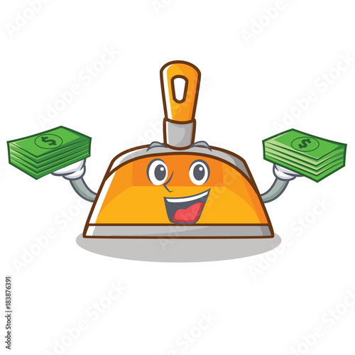 With money dustpan character cartoon style