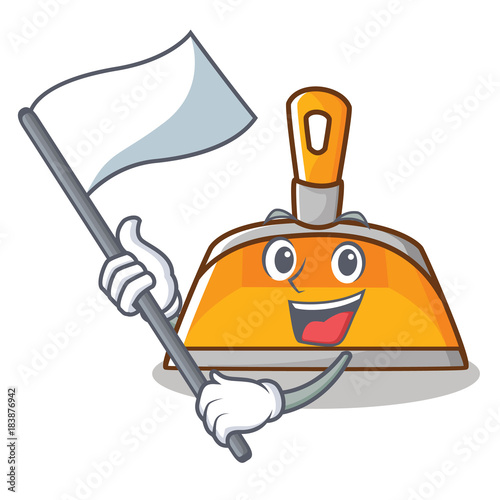 With flag dustpan character cartoon style