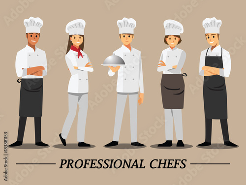 Professional chef set ,Vector illustration cartoon character.