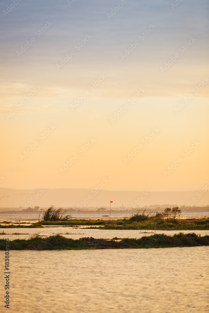 Sunset over wetland in Nong Han Lake ,Sakon Nakhon,Thailand. Sunset over wetland in Nong Han Lake ,Sakon Nakhon,Thailand.