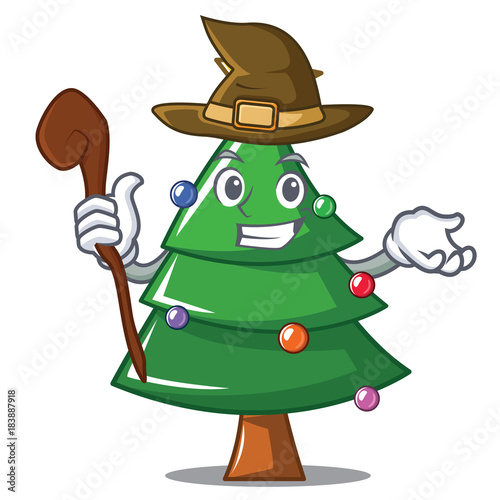 Witch Christmas tree character cartoon