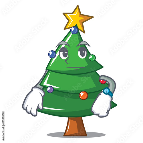 Waiting Christmas tree character cartoon