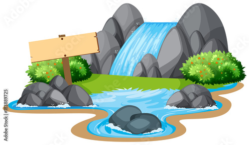 Scene with waterfall and river
