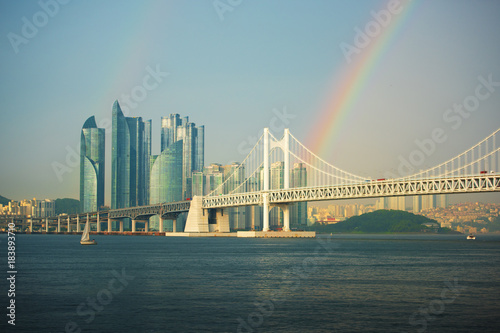 Beautiful rainbow in downtown at Busan,South Korea.