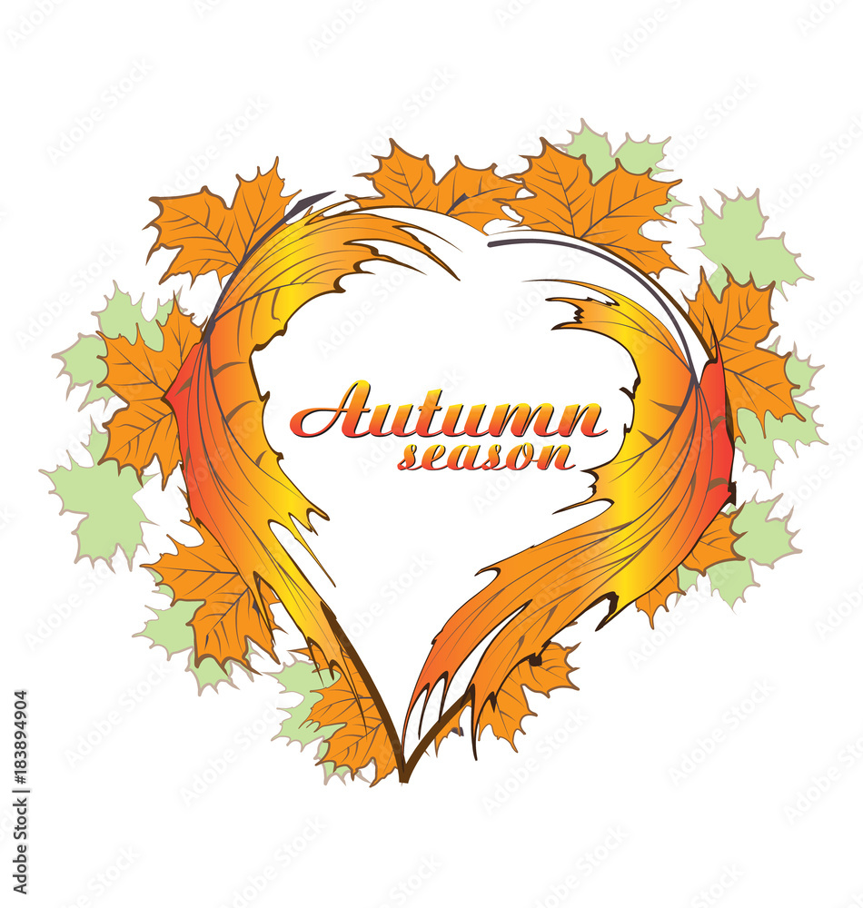 Autumn season heart leafs icon vector design Autumn season heart leafs icon vector design