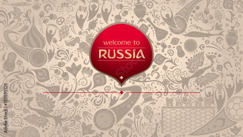 Welcome to Russia, horizontal banner, vector template