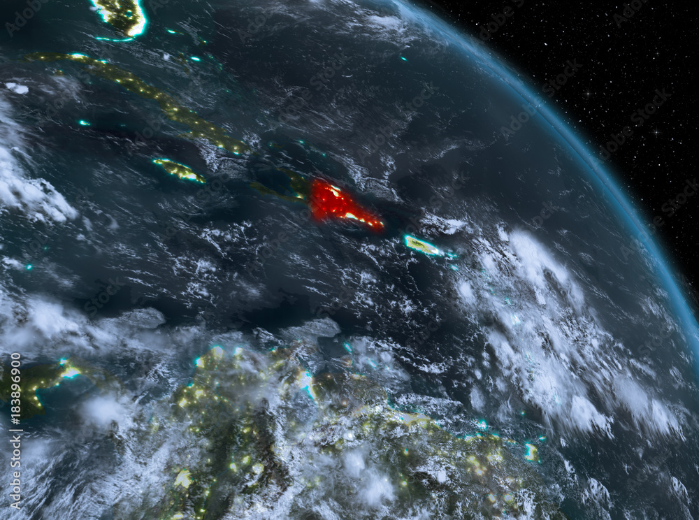 Dominican Republic at night from orbit Dominican Republic at night from orbit