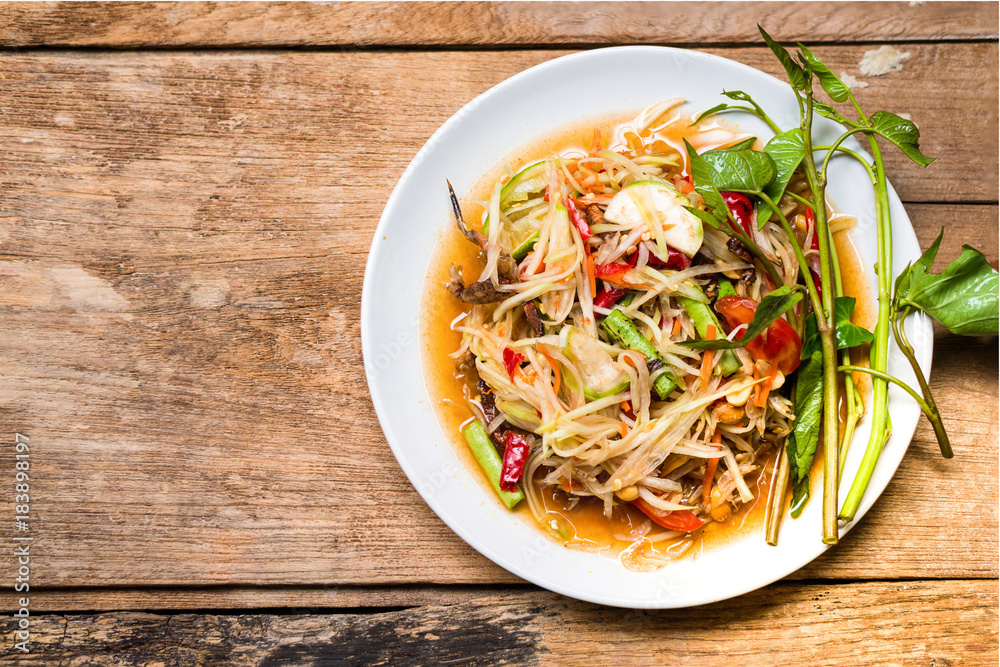 papaya salad Spicy flavor,thai food papaya salad Spicy flavor,thai food