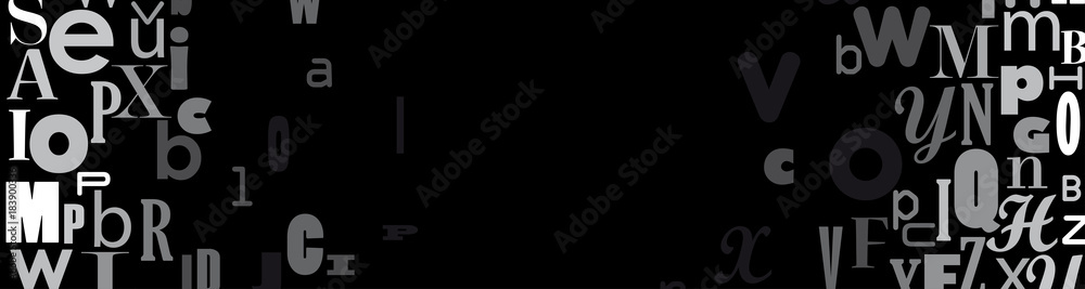 banner abstract hole, confuse alphabet, vector background in black and white banner abstract hole, confuse alphabet, vector background in black and white