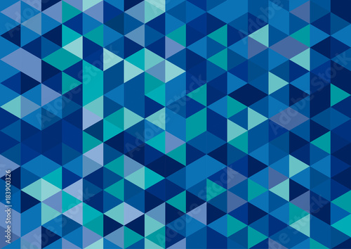 Vector geometric background  mosaic of triangles and cubes in blue