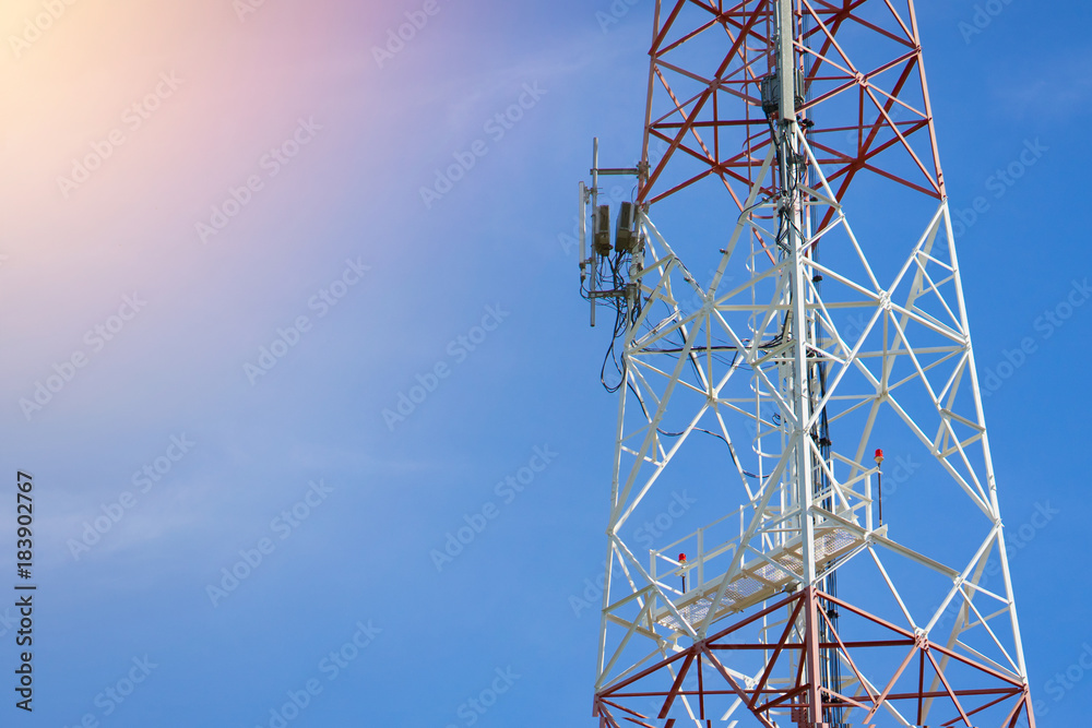 Telecommunication tower Antenna at blue sky. Telecommunication tower Antenna at blue sky.