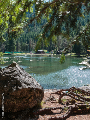 Mosigo Lake in San Vito di Cadore inside Italian Dolomites Alps Scenery photo