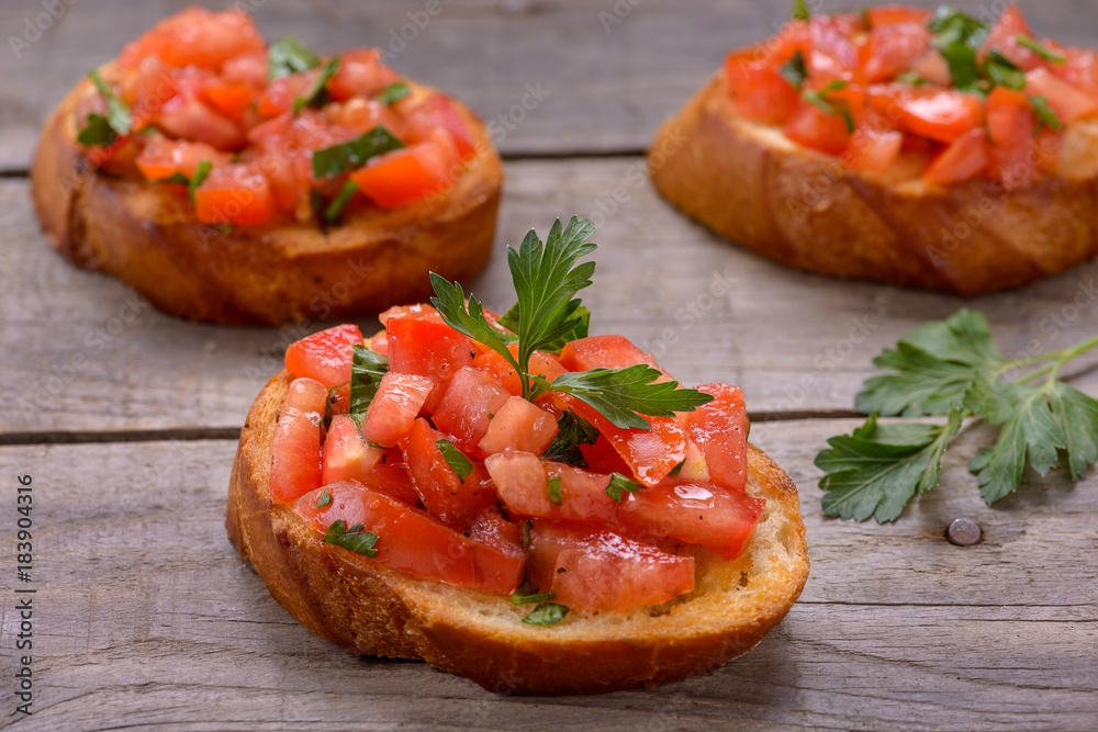 Bruschetta with tomatoes and herbs Bruschetta with tomatoes and herbs