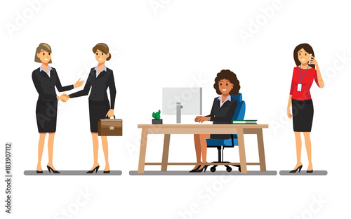 Businesswoman character In the office set  ,Vector illustration